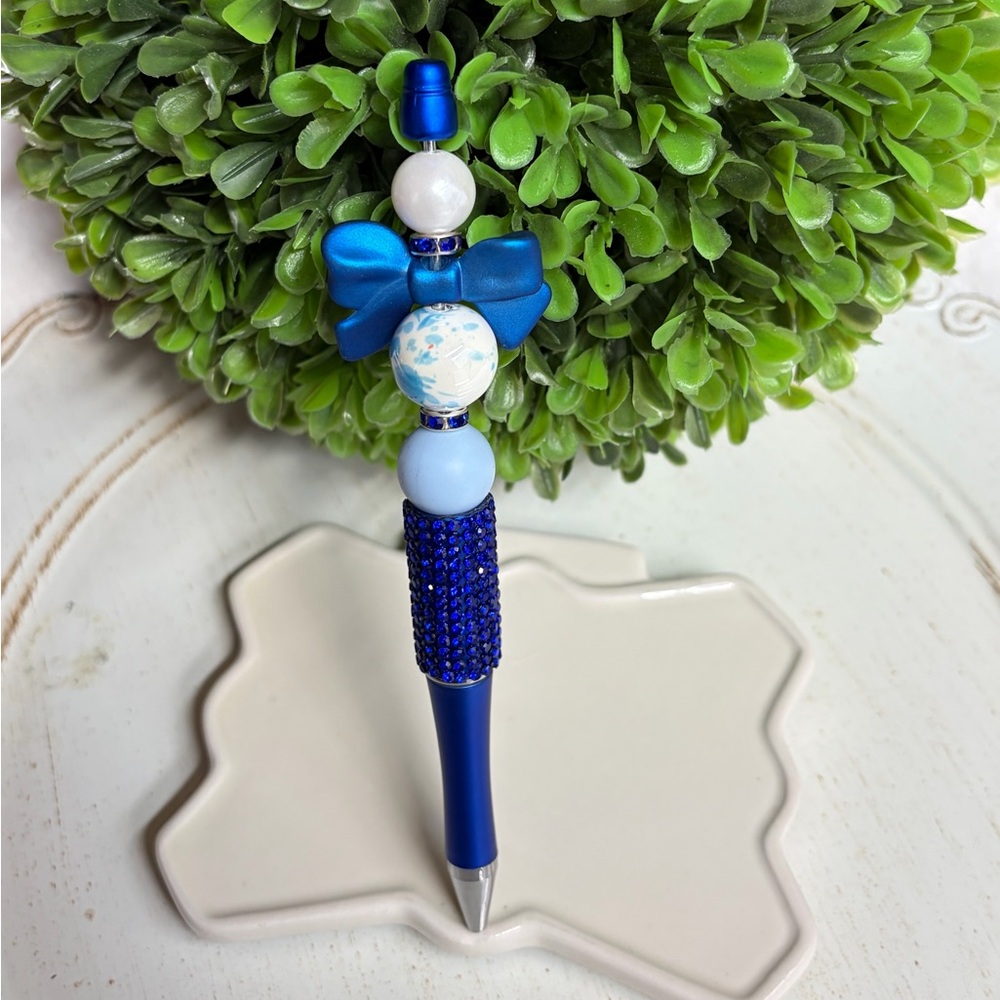 Custom designed Colorful Beaded Pens with bow charm nwot